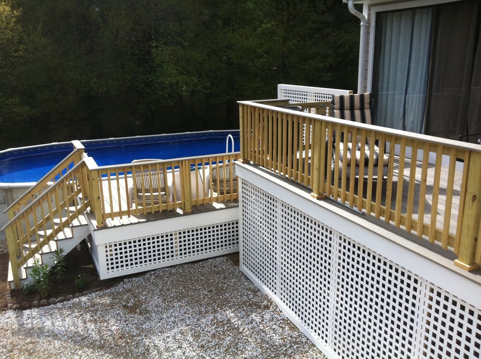 Deck - mid-sized backyard deck idea in Boston with no cover