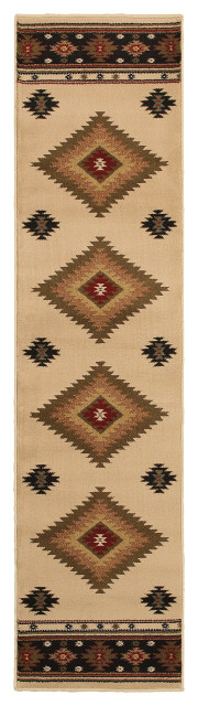 Oriental Weavers Hudson Beige/Green Southwest/Lodge Indoor Area Rug 1'10"X7'6"
