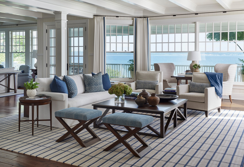 This is an example of a beach style living room in Grand Rapids.