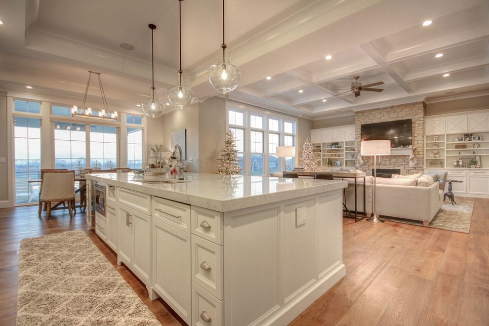 Example of a transitional home design design in Chicago