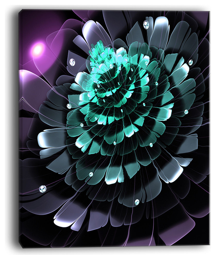 "Purple Blue Digital Art Fractal Flower" Large Canvas Print, 12"x20"