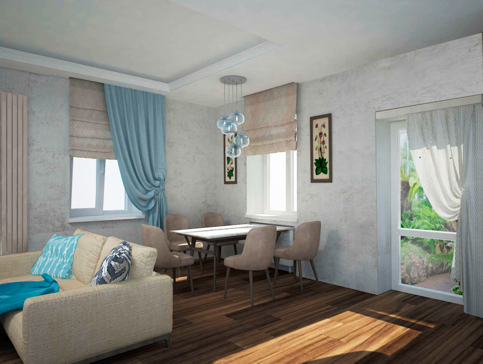 Первый этаж дома: гостевая и кухонная зоны