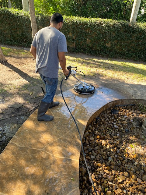 Pressure Wash Flastone Pool Deck