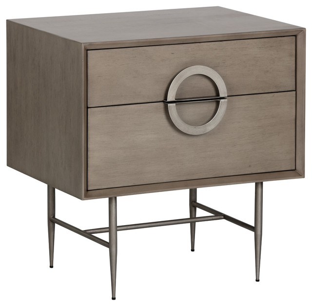 Sunpan 104099 Emery Nightstand Antique Silver Ash Gray Finish Midcentury Nightstands And Bedside Tables By Hedgeapple