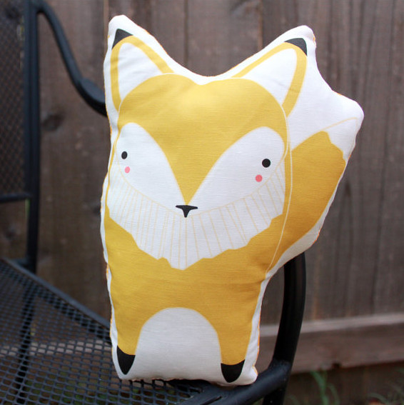 Plush Fox Pillow in Yellow by Gingiber