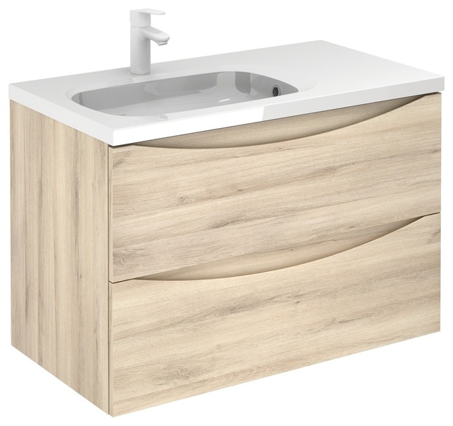 Love Modern Floating Bath Vanity 36 Inches Nature 2 Drawer With Basin Love Modern Floating Bath Vanity 36 Inches Nature 2 Drawer With Basin