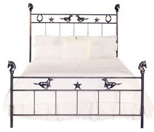 Mustangs And Horseshoes Iron Bed