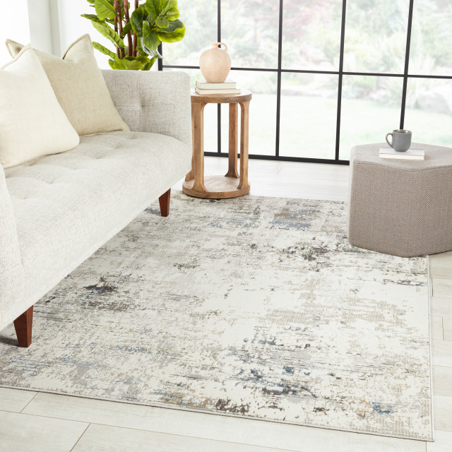 Vibe by Jaipur Living Jehan Abstract Gray and Light Blue Area Rug 6'7"x9'6"