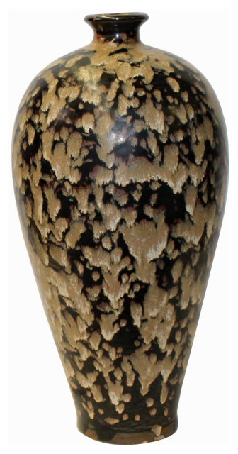 Chinese Jizhou Ware Brown Black Pattern Glaze Ceramic Jar Vase Hws1568
