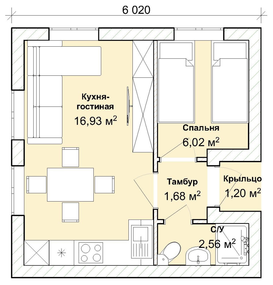 Дачный дом 6х6 из газобетона под ключ