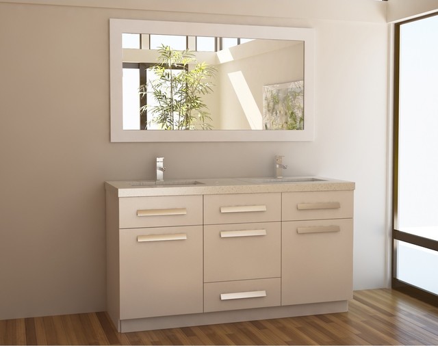 Moscony White 60-inch Double Sink Vanity Set