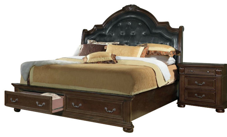 Homelegance Silas 5-Piece Sleigh Bedroom Set With Storage Footboard
