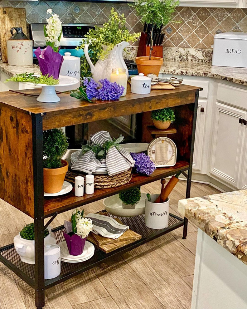 Houzz Kitchens Kitchen Island Table with Mesh Shelves Contemporary