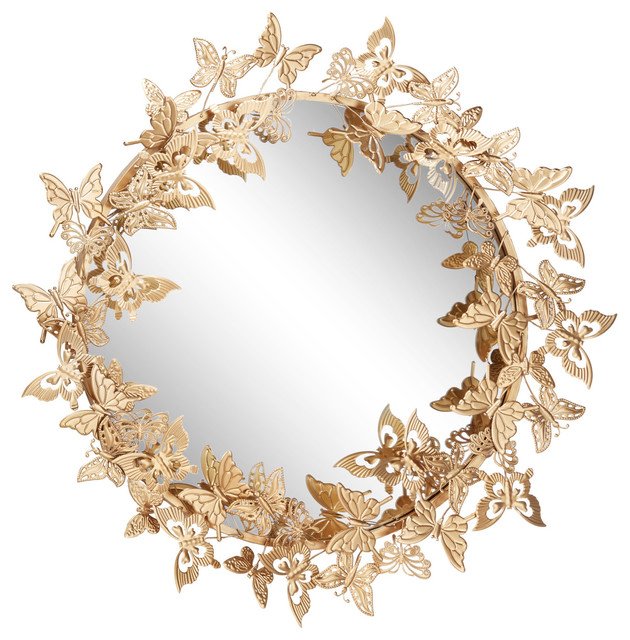 Round Metallic Erfly Hanging Wall Mirror Contemporary Mirrors By Brimfield May - Hanging Round Mirror Gold Round Metallic Erfly Hanging Wall Mirror Contemporary Mirrors By Brimfield May - Hanging Round Mirror Gold