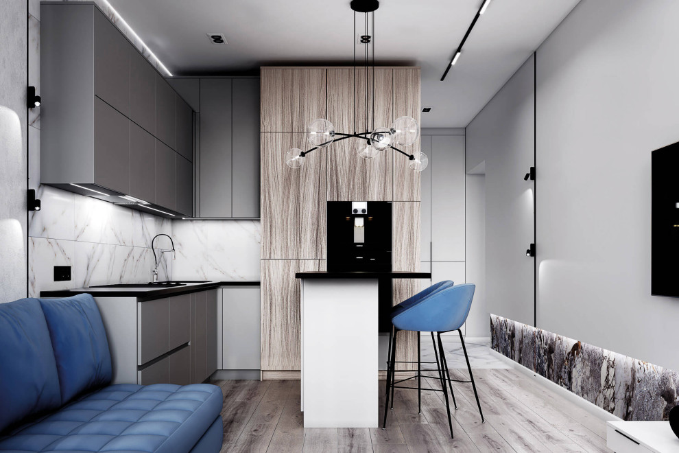 Современный дизайн в серых тонах, ЖК Панорама