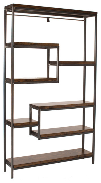 Wood Bookshelf Industrial Bookcases, Iron Wood Shelves