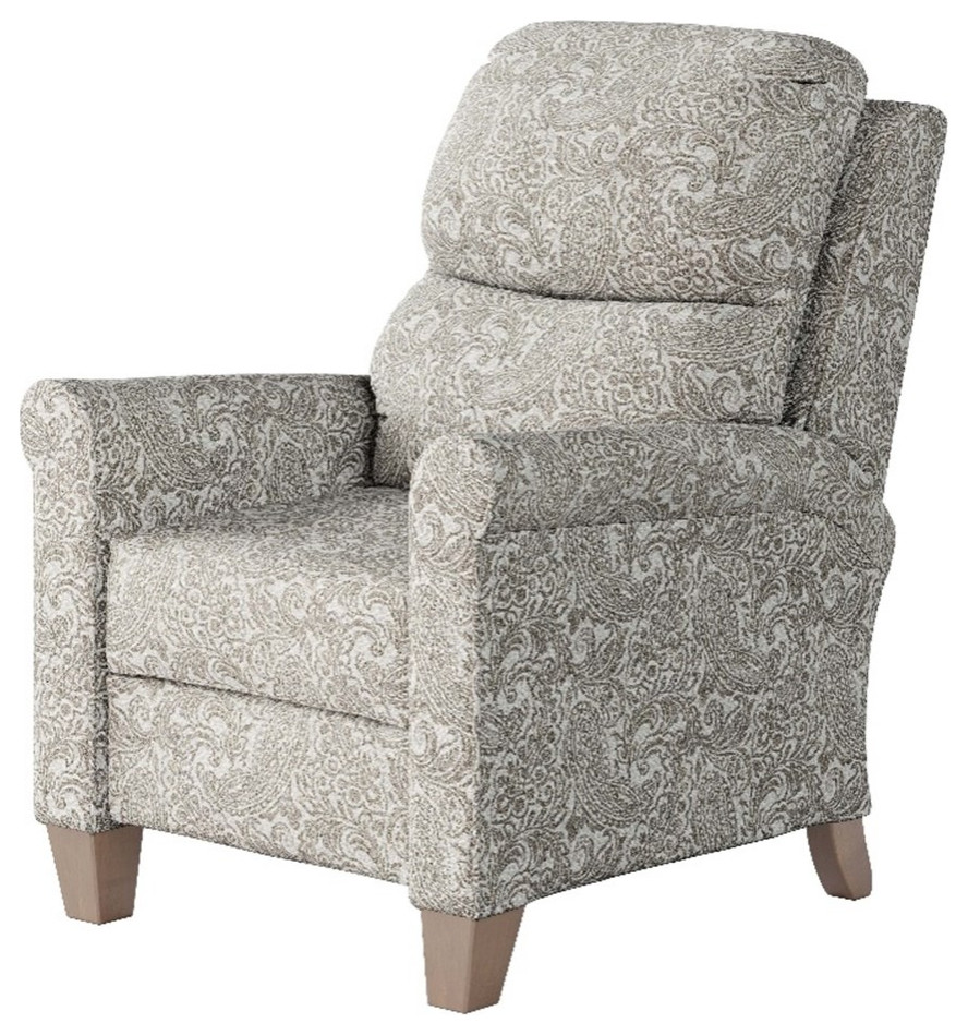 Southern Motion Pep Talk 38" Wide HiLeg Fabric Recliner in Light Gray