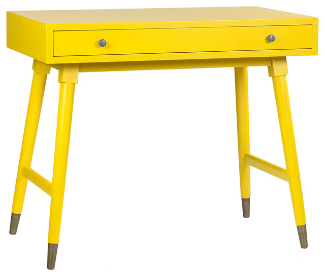 East at Main Selma 1-drawer Console Table with Gold Accents, Yellow