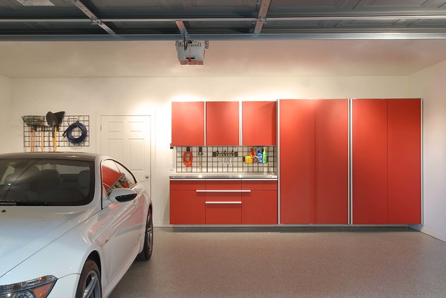 Red Powdercoat Garage Cabinets American Craftsman Garage