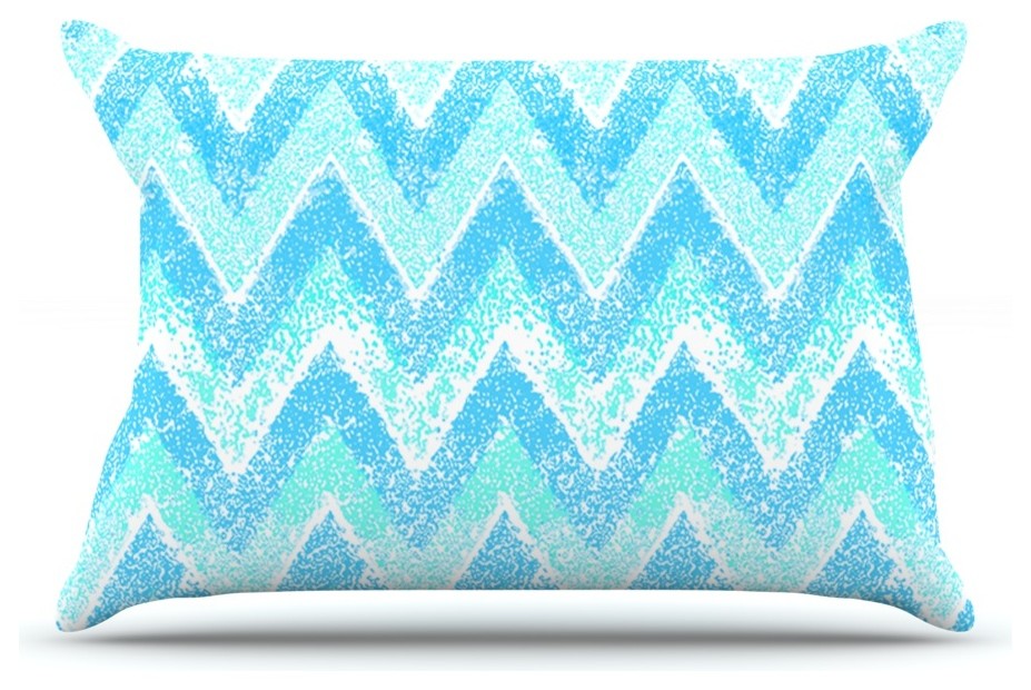 Marianna Tankelevich "Mint Snow Chevron" Blue Chevron Pillow Case, 36"x20"