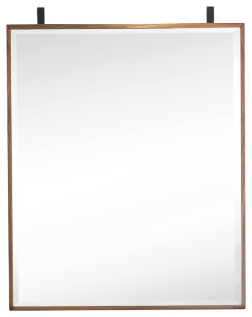 Lakeside 25" Mirror (Medicine Cabinet Style), Mid Century Walnut + Matte Black