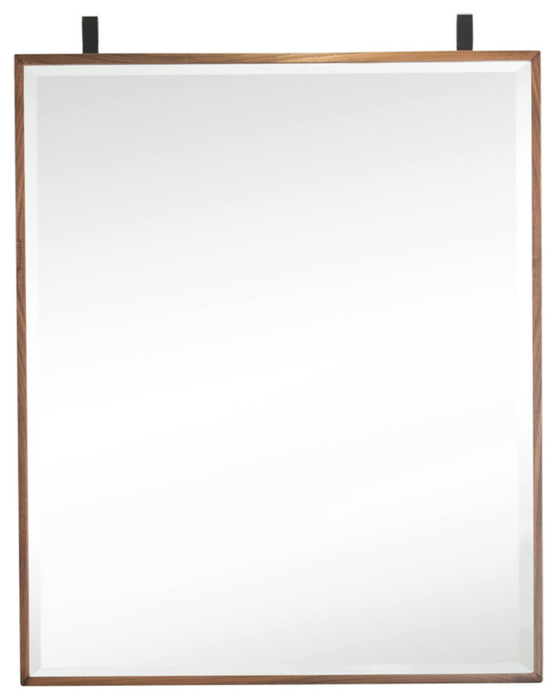 Lakeside 25" Mirror (Medicine Cabinet Style), Mid Century Walnut + Matte Black