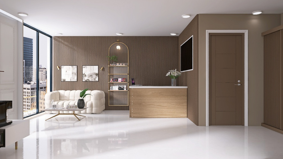 Зона ресепшена в студии аппаратной косметологии