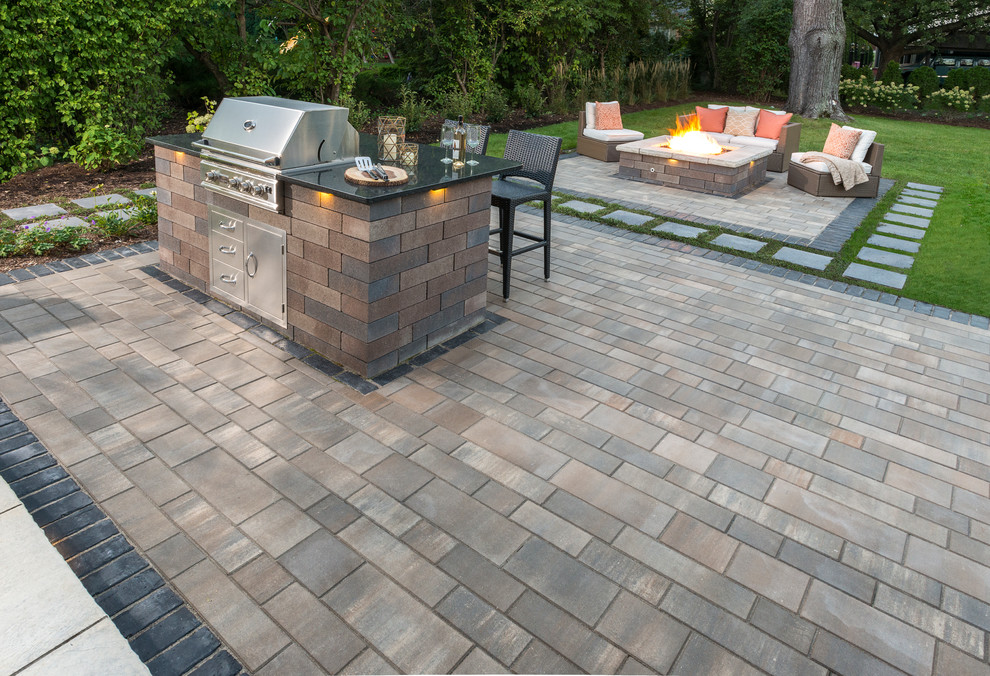 Outdoor Living Complete With Unilock Artline Patio And Lineo Wall