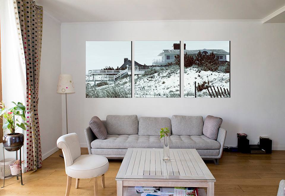 How can I decorate a wall above an offcenter sofa?