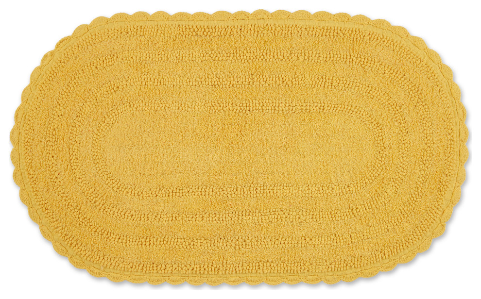 Yellow Large Oval Crochet Bath Mat Contemporary Bath Mats by
