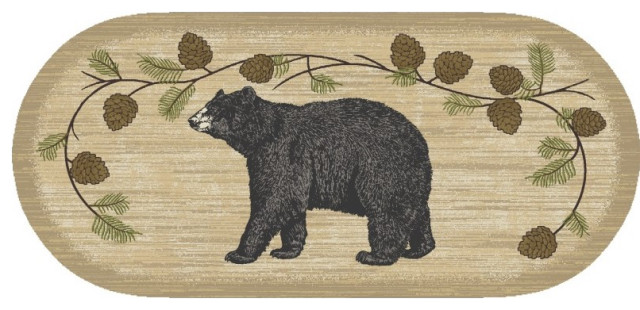 Cozy Cabin Bear Sighting Lodge 20"x44" Oval Accent Rug
