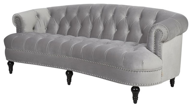 Brika Home Chesterfield Tufted Sofa In Opal Gray Traditional Chesterfield Tufted Sofa In Opal Gray