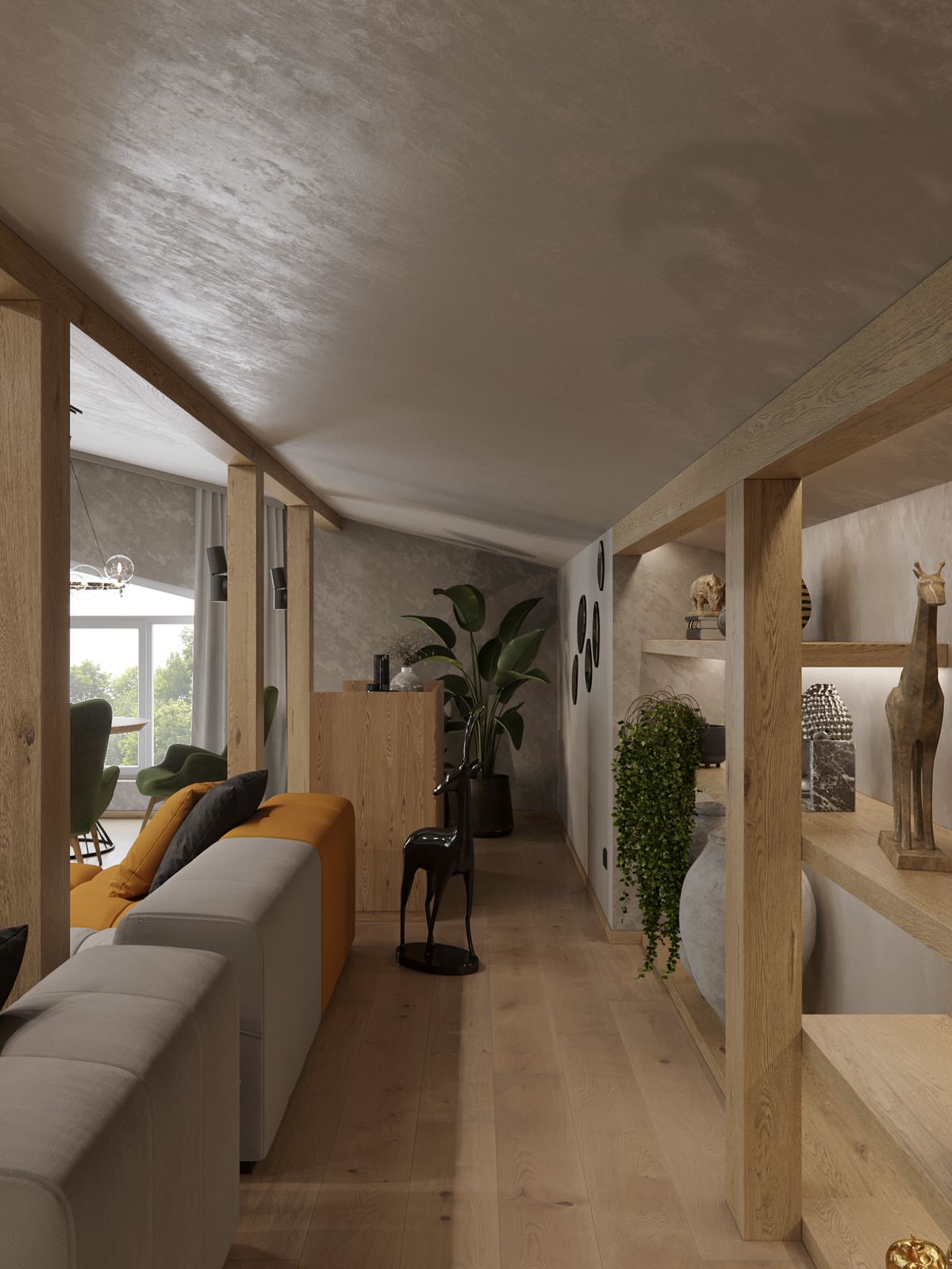 Мансарда в загородном доме, зона отдыха и массажная комната