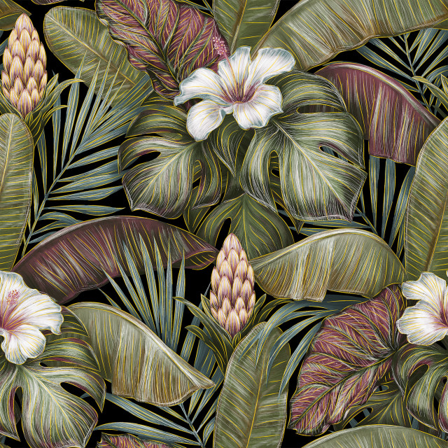 Tropical Greenery 32'x20.8" Wallpaper Tropical Wallpaper by BME