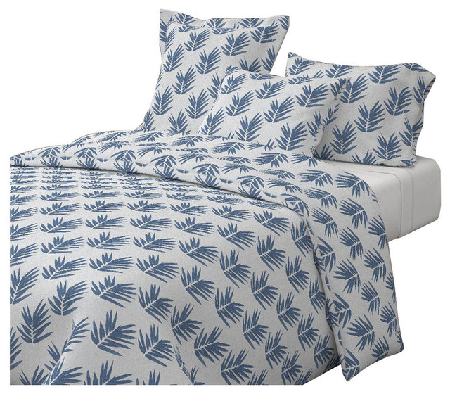 Blue Bamboo Leaves Japanese Blue Japanese Cotton Duvet Cover