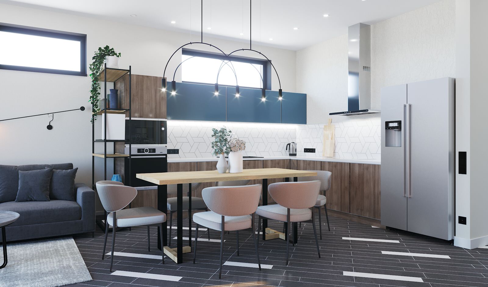 Проект кухни-гостиной загородного дома