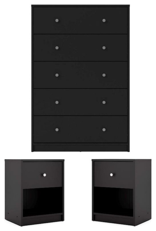 Tvilum Canada 3 Piece Bedroom Set with 5 Drawer Chest and 2 Nightstands