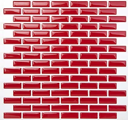 Brick Peel and Stick Tile, 10 Pack, Red