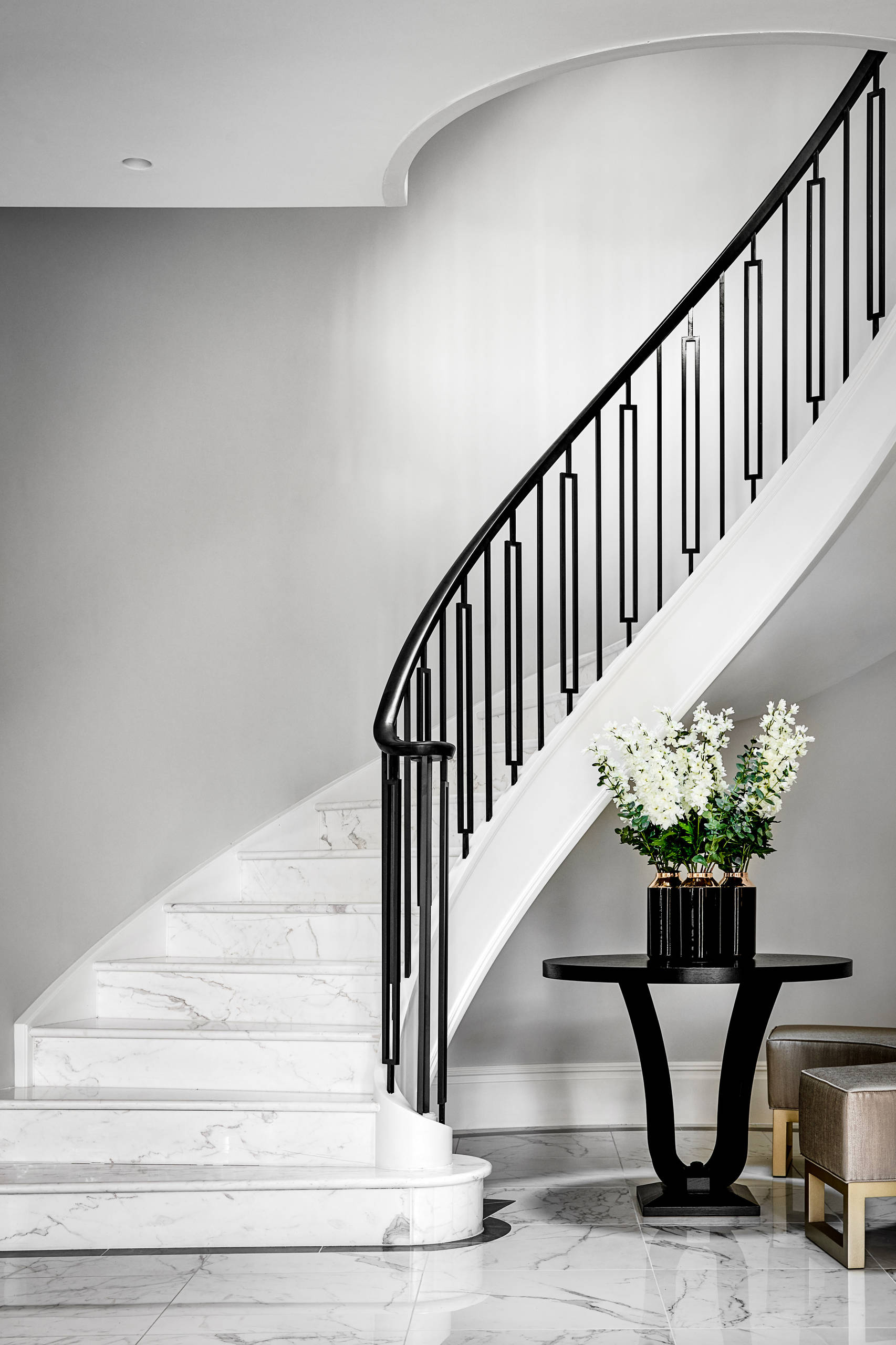 white stone stair design
