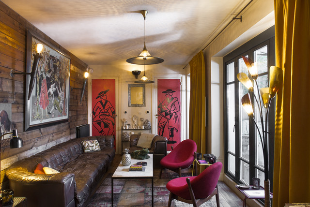Paris XVIII eklektisk-vardagsrum