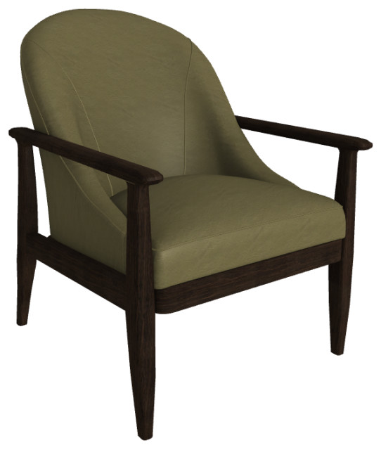 Elena Leather Lounge Chair, Finish Shown: Ebony, Leather Shown: Fern