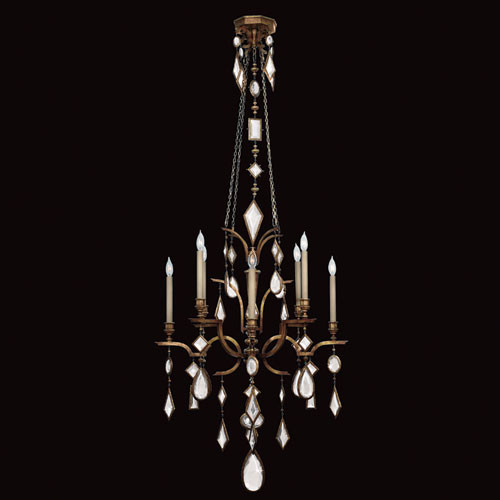 Encased Gems Eight-Light Chandelier in Venerable Bronze Patina Finish with Clear