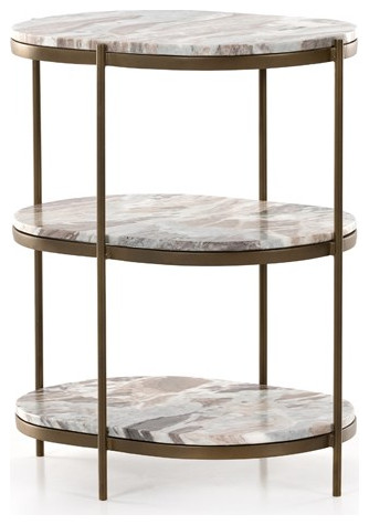 Alara End Table Hammered Grey W/Clear Powder Coat, Canyon, Antique Brass, Canyon