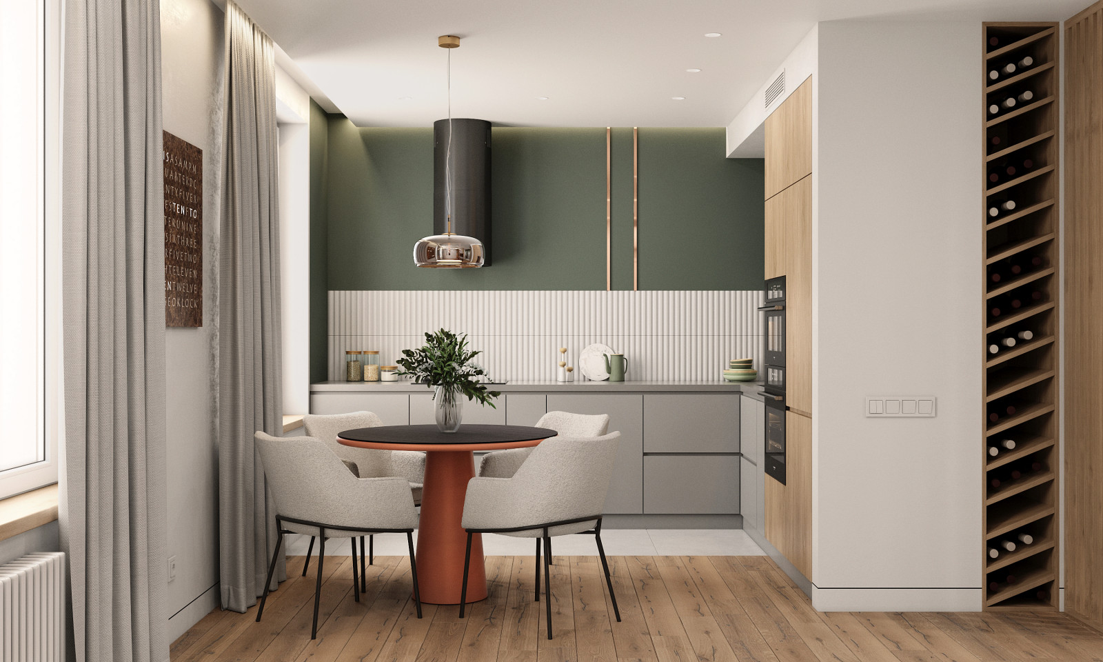 ЖК "Квартал Галактика", квартира в зеленом цвете.