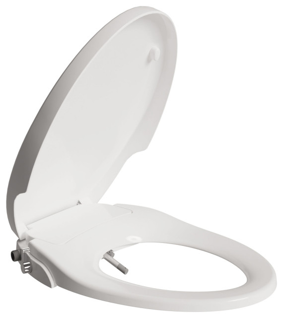 ANZZI White Manual Soft Close Bidet Seat With Dual Nozzle Modern