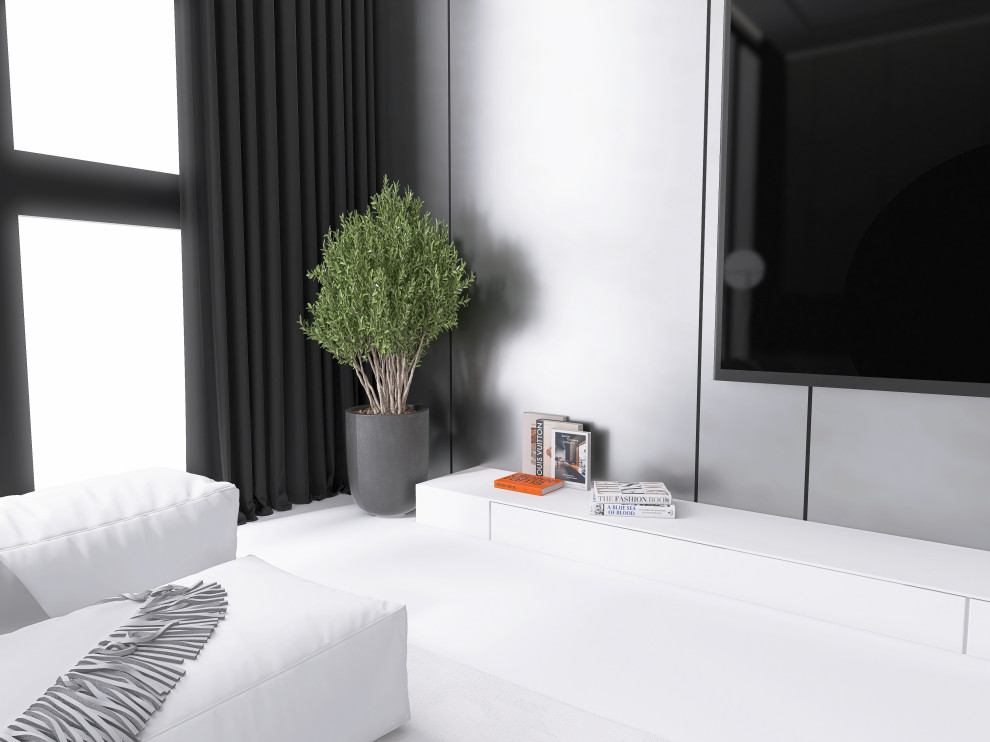 Минималистичная гостиная с акцентами арта Проект для квартиры в современном стил