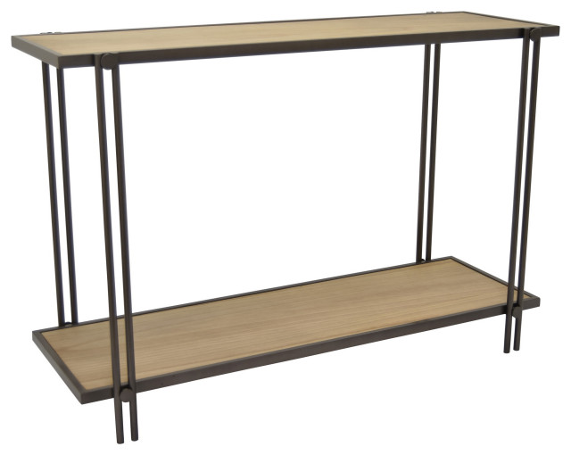 Plutus Brands Metal/Wood Console Table, Black Metal - Industrial ...