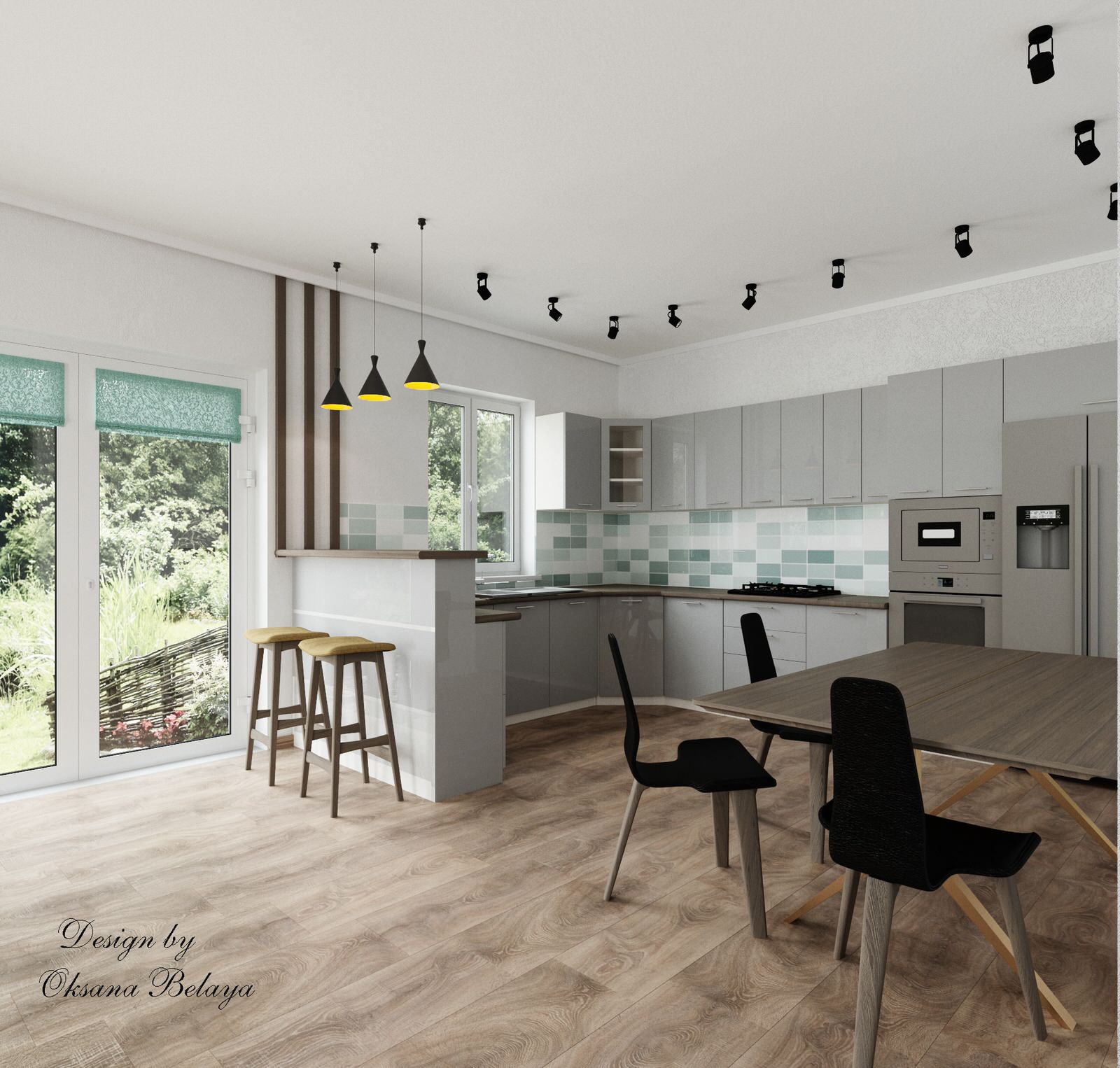 Частное домовладение гостиная-кухня