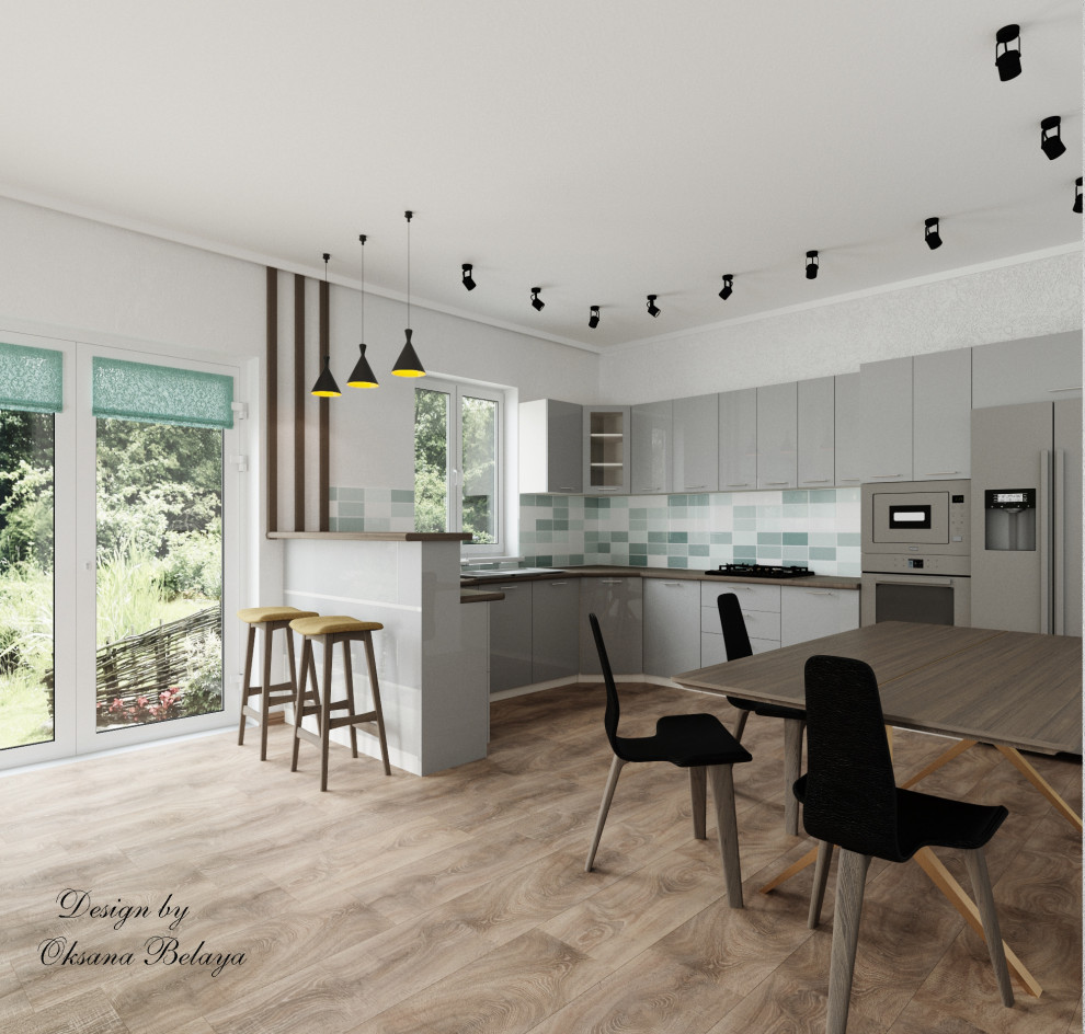 Частное домовладение гостиная-кухня