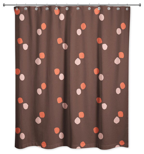 Polka Dots In Red And Pink Shower, Pink And Brown Shower Curtain